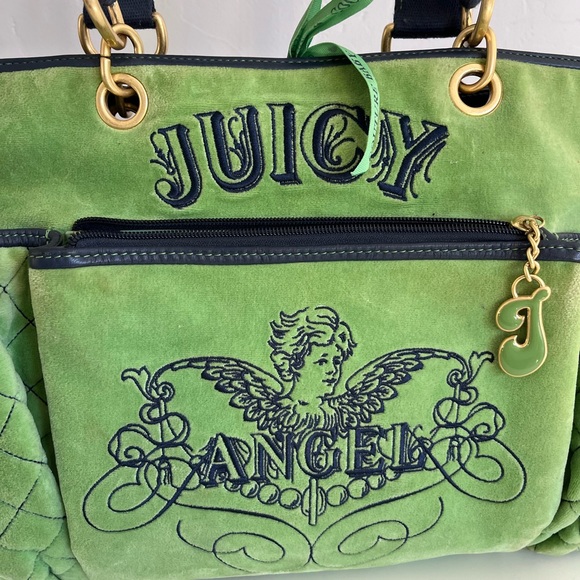 Auth VTG Y2K JUICY COUTURE Juicy Angel Velour Diaper Bag - Picture 2 of 13
